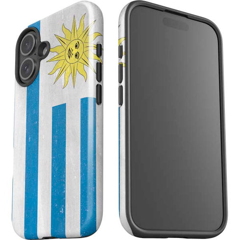 Uraguay Flag Distressed iPhone 16 Plus Impact Case
